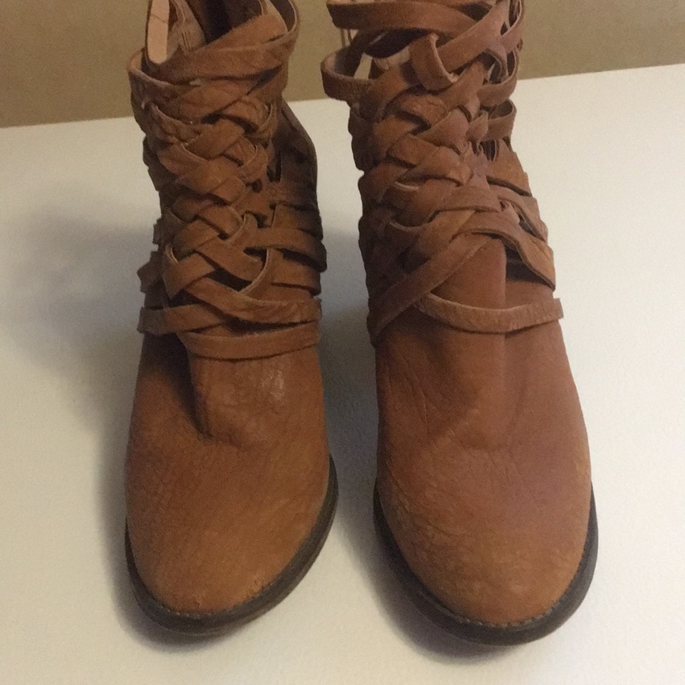 Free People Carrera Brown Heel Strappy Boots